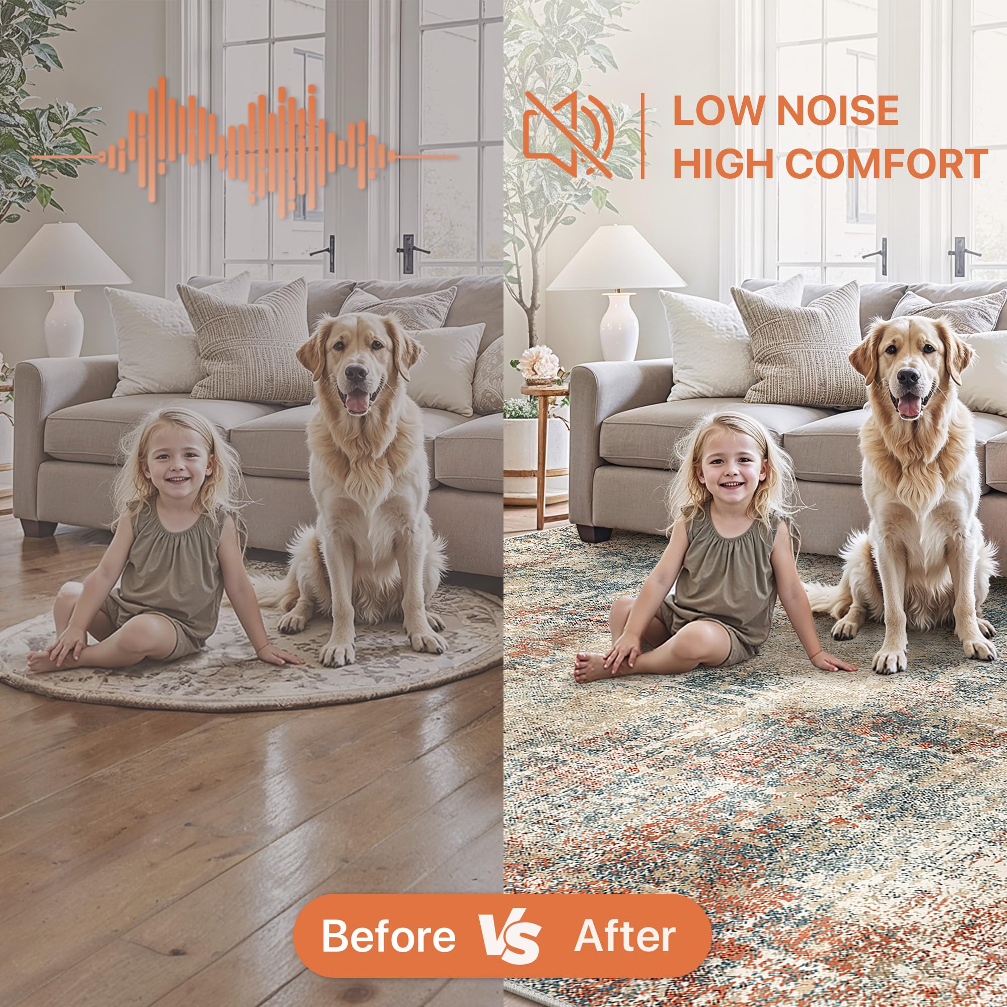 GENIMO Washable 8x10 Modern Abstract Non-Slip Area Rug - Soft Low Pile Indoor Carpet for Living Room, Bedroom, Dining Room & Kitchen - Perfect for Home Decor, Apartment Flooring & High Traffic Areas