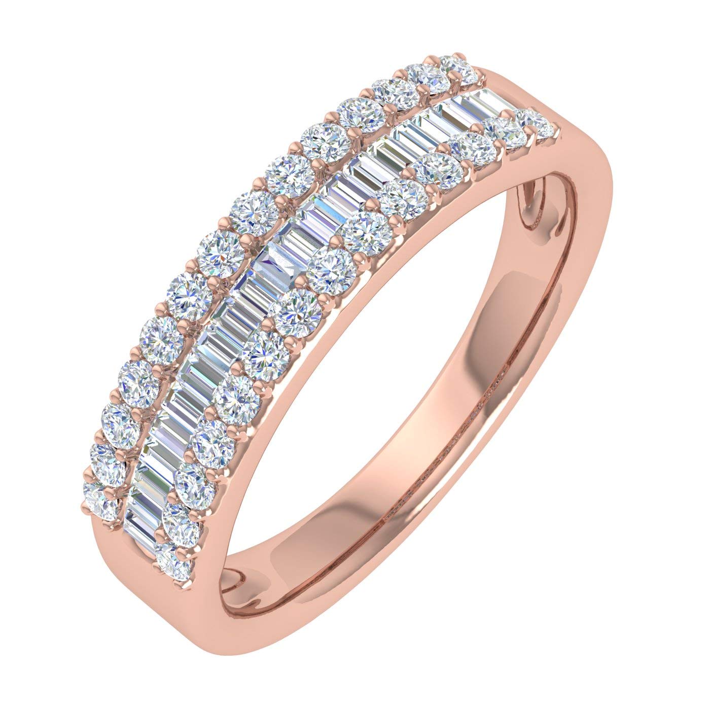 1/2 Carat Baguette & Round Diamond Wedding Band Ring - 10K Gold for Women | Elegant Bridal Jewelry, Anniversary Gift, Engagement Ring Alternative