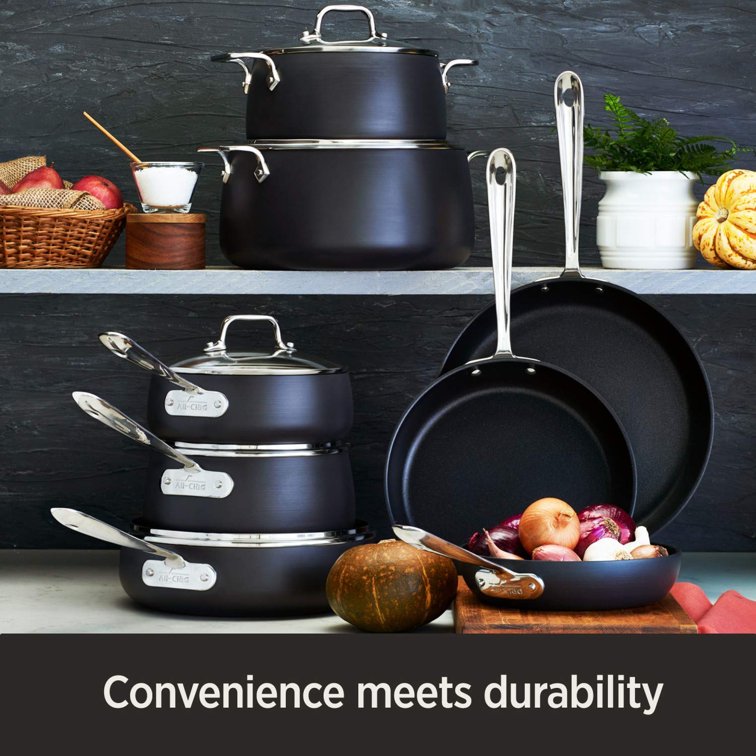 All-Clad HA1 Hard Anodized Nonstick Sauce Pan 3.5 Quart - Induction Compatible, Oven Safe Up to 350°F - Premium Black Cookware Set for Sauteing, Simmering & Sauce Making - Ideal for Home Chefs & Professional Kitchens