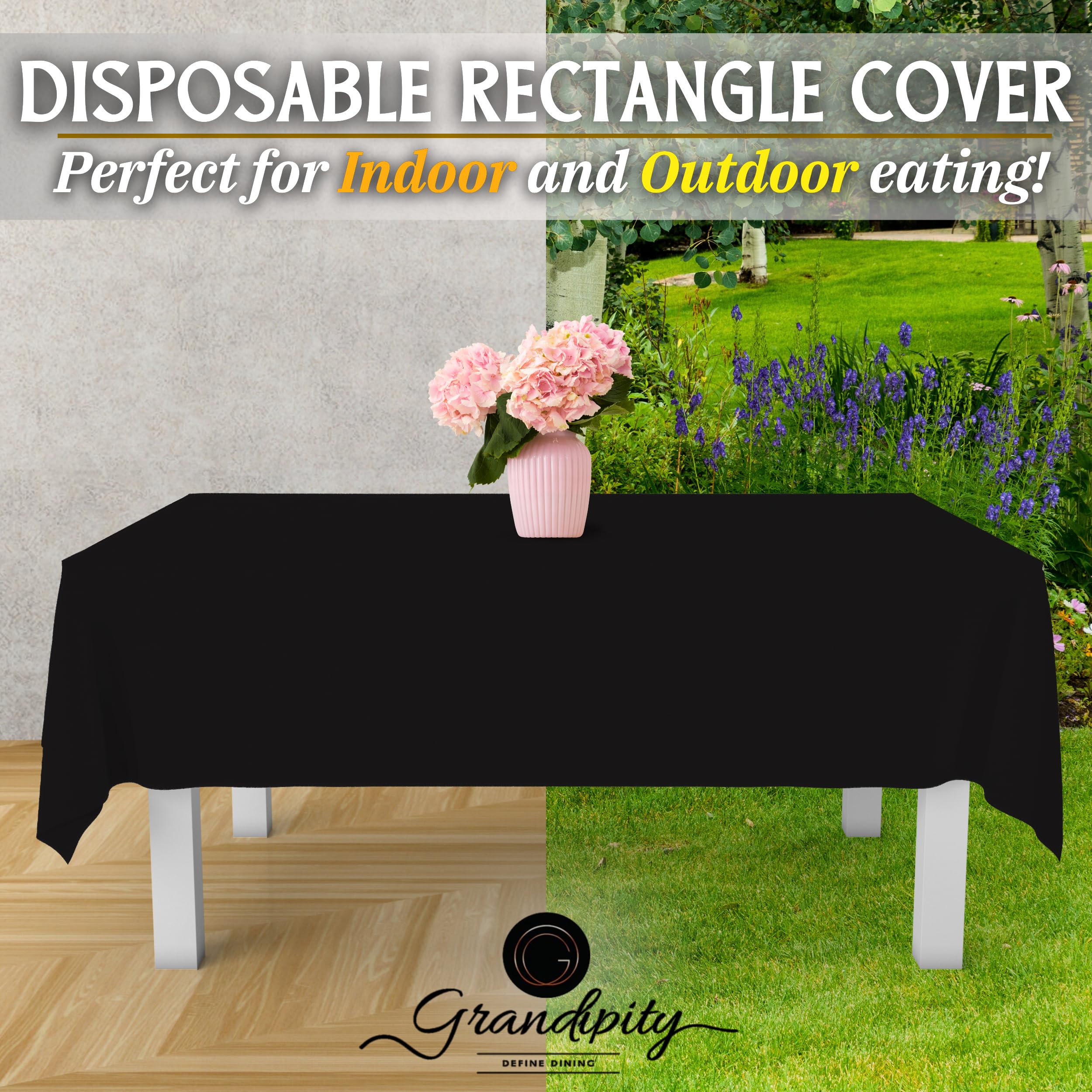 Premium Disposable Black Plastic Tablecloth (6 Pack) 54