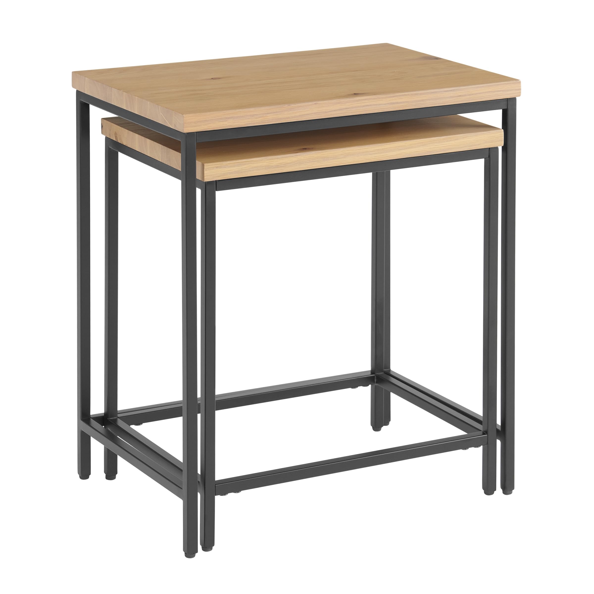 Lavish Home Nesting Side Tables - Set of 2 Modern End Tables with Wooden Tops & Metal Bases for Living Room, Bedroom or Home Office - Space Saving Accent Furniture (Oak) - Perfect for Small Spaces, Coffee Table Alternatives & Stylish Home Decor