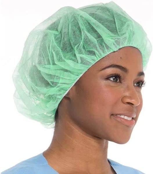 24-Pack Disposable Green Bouffant Caps (1000 Count) - Medical, Food Service, Salon & Tattoo Use