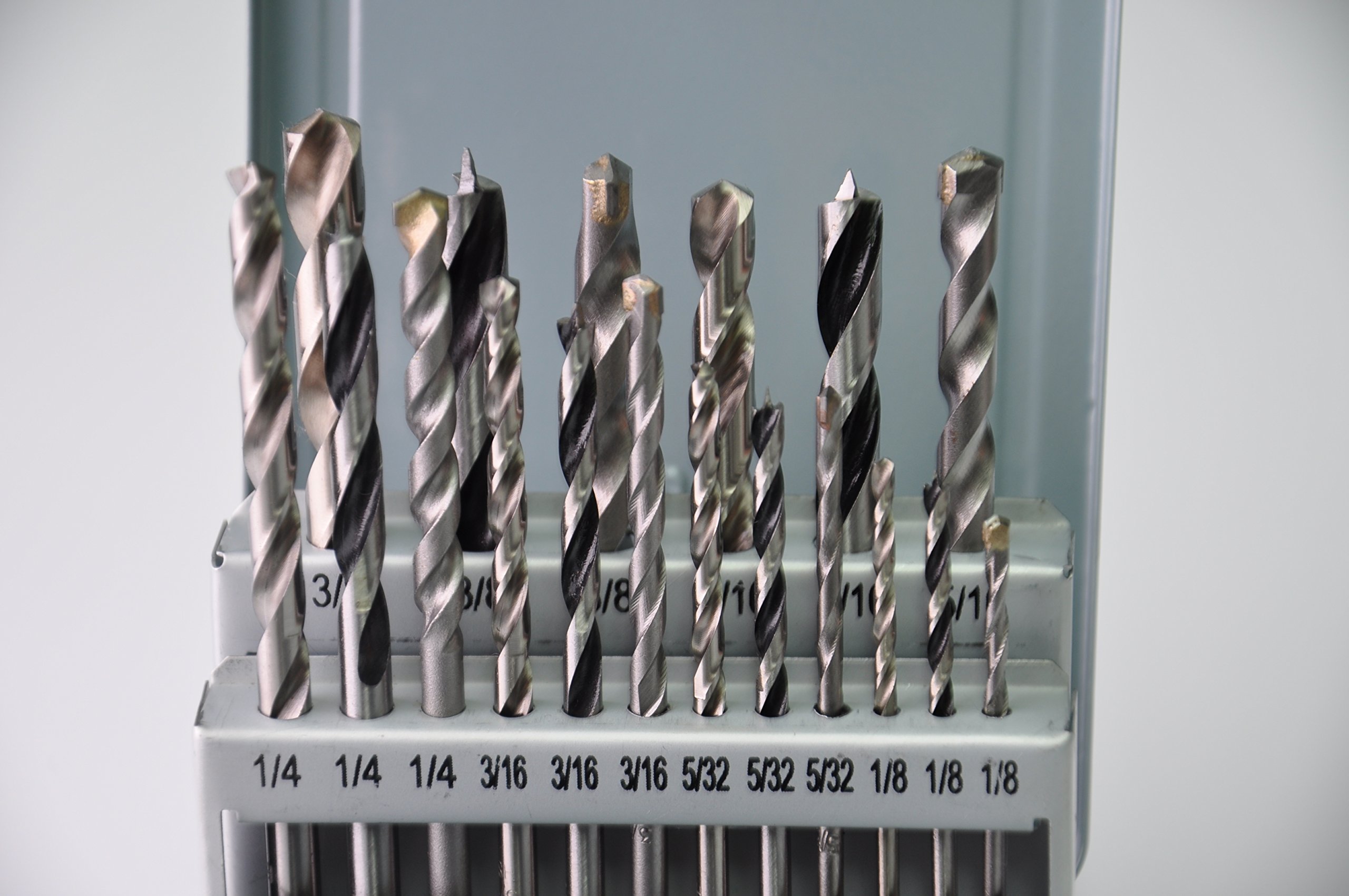 18-Piece Combination Drill Bit Set - High-Speed Steel (HSS) Metal, Brad Point Wood & Masonry Drill Bits for DIY Projects, Home Repairs & Professional Use