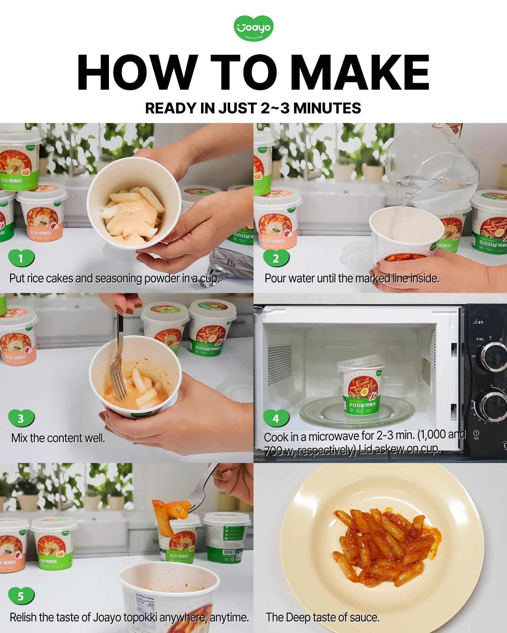 JOAYO Original Tteokbokki Rice Cakes with Sweet & Spicy Korean Sauce (2-Pack) | Authentic Korean Street Food | Quick Microwave Snack | Perfect for Lunch, Dinner & Party Appetizers