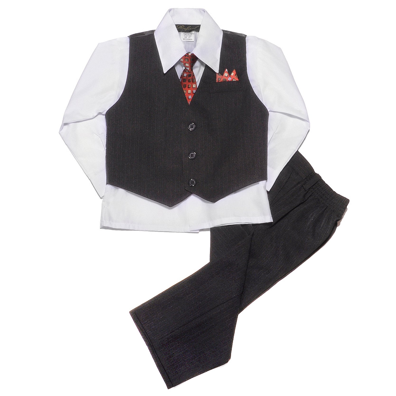 2-Piece Baby Boy Black Pinstripe Vest & Tie Set - Formal Outfit for Weddings, Parties & Photoshoots