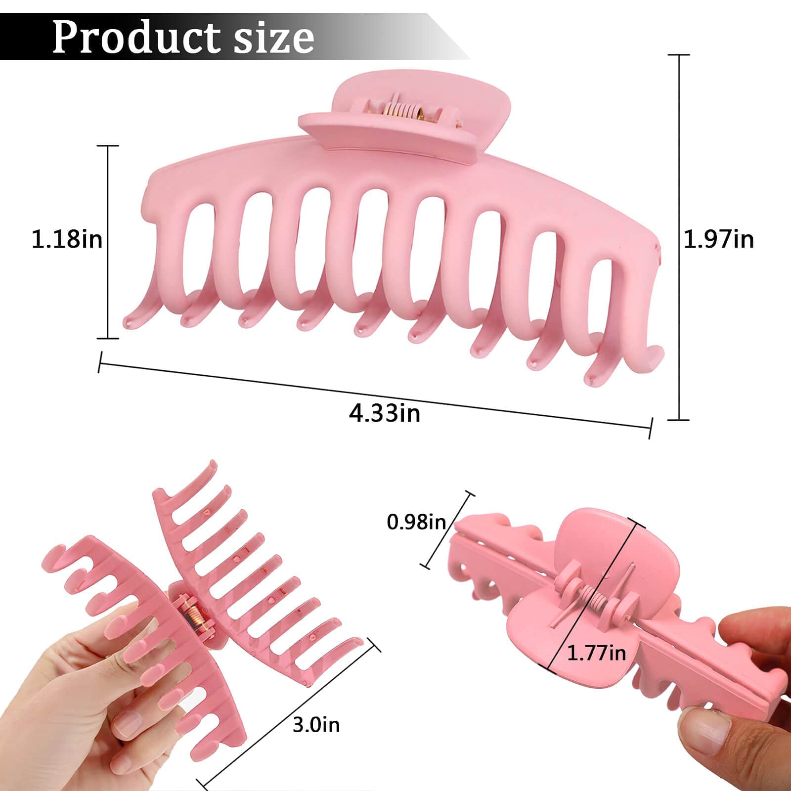 Softwrap Large Hair Claw Clips 4.4 Inch - Matte Non-Slip Big Claw Clips for Women with Thin or Thick Hair | 90’s Strong Hold Hair Jaw Clips | Hair Accessories Pack of 2 | Perfect for Workouts, Office, and Everyday Styling
