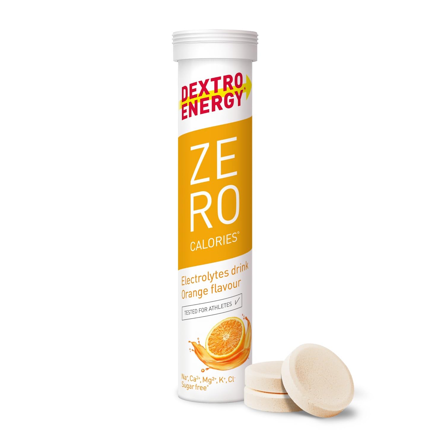 Dextro Energy Zero Calorie Electrolyte Drink Tablets - Orange Flavor | 60 Effervescent Tablets in 3 Tubes | Post-Workout Recovery, Hydration & Energy Boost | Perfect for Gym, Running, Hiking & Sports Activities