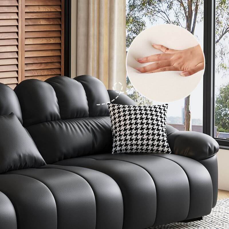L Shape Sofa Chaise with USB Port - Modern Black Upholstery 4-Piece Sectional Set - Left-Facing Chaise Lounge with Sloped Arms - Perfect for Living Room, Home Theater & Small Spaces