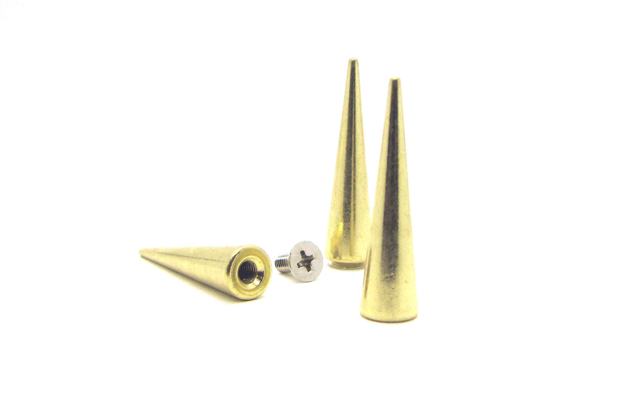 Golden Screw Back Cone Spikes - 1 9/16