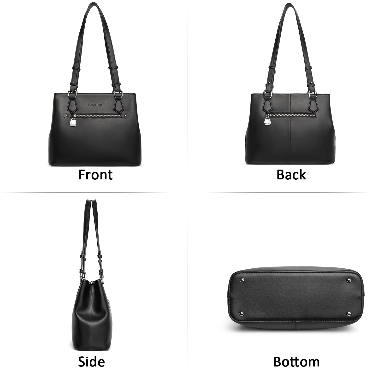BOSTANTEN Women's Leather Handbag - Soft Designer Shoulder Bag with Top Handle for Work, Travel & Everyday Use
