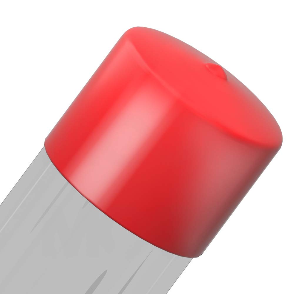 Cleartec 1 Inch Sealed Bottom Round Containers - 6.187 Inches Long PETG Plastic (Pack of 100) with Red Standard Caps 1.062 X 1 Inch (Pack of 100) - Ideal for Food Storage, Lab Samples & Craft Organization