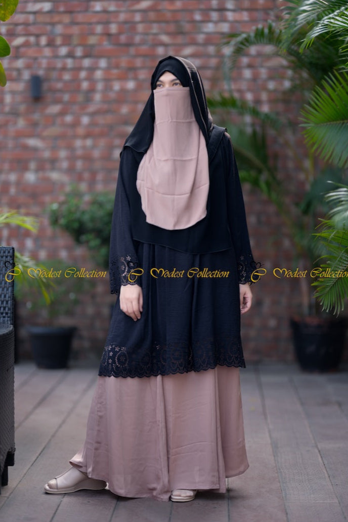 1PC Black Laser Tunic - Elegant Women's Tunic Top for Casual Wear, Office & Evening Outfits | Perfect for Parties, Work & Special Occasions