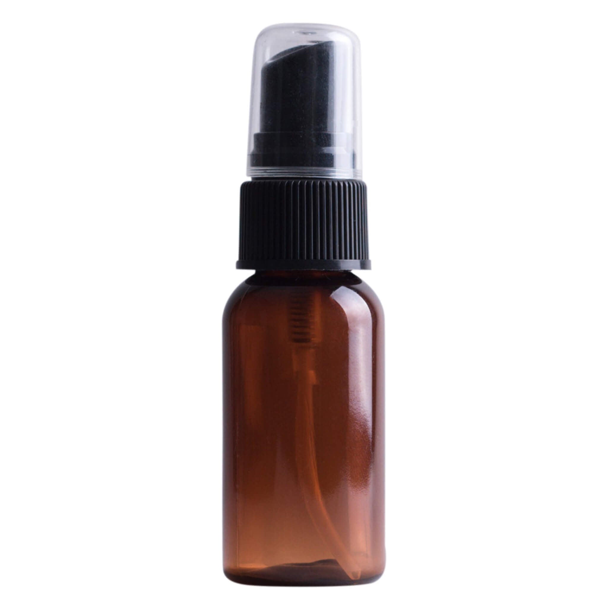 Amber Plastic Bottle with Black Sprayer Top - Essential Oil, DIY Beauty & Cleaning Solution Dispenser for Home, Salon, and Travel Use
