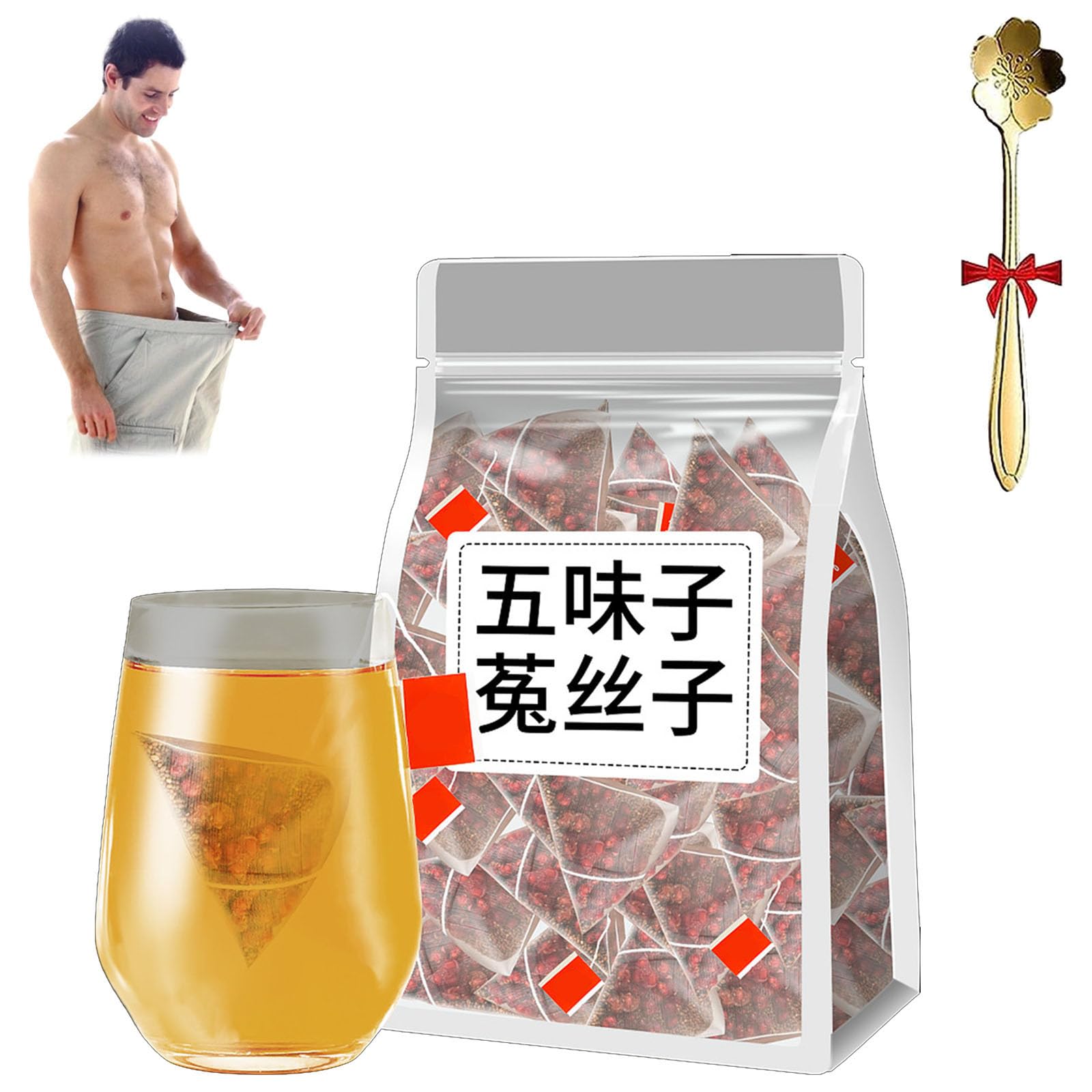 Five Flavors Goji Berry Tea - Pure Chinese Herbal Tea with Schisandra & Cuscuta for Men's Health | Antioxidant Rich, Energy Boosting | Perfect for Daily Wellness & Stress Relief