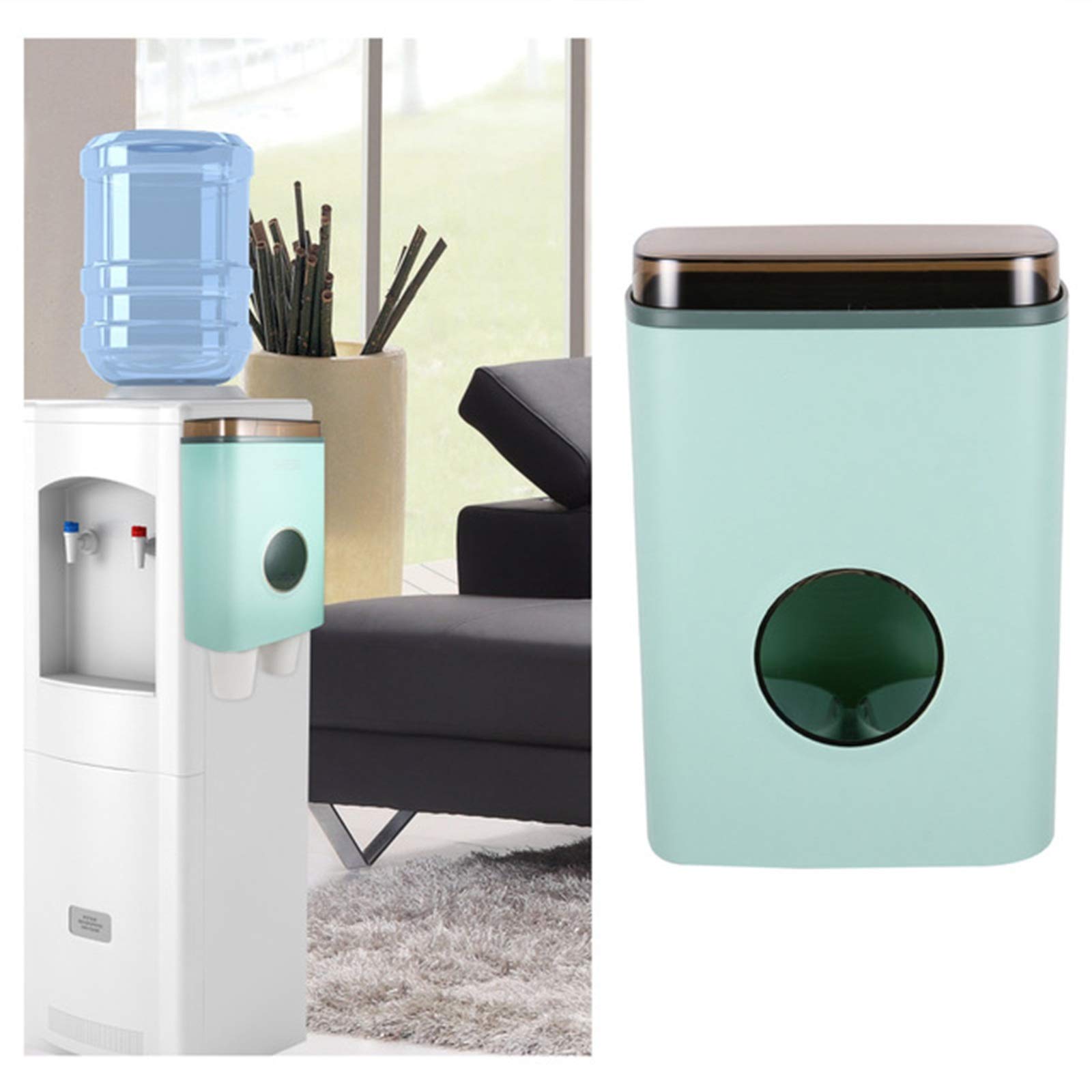Wall Mounted Paper Cup Dispenser - Green Single Cup Holder for Kitchen, Office & Restaurant - Space Saving Hanging Cup Organizer for Easy Access