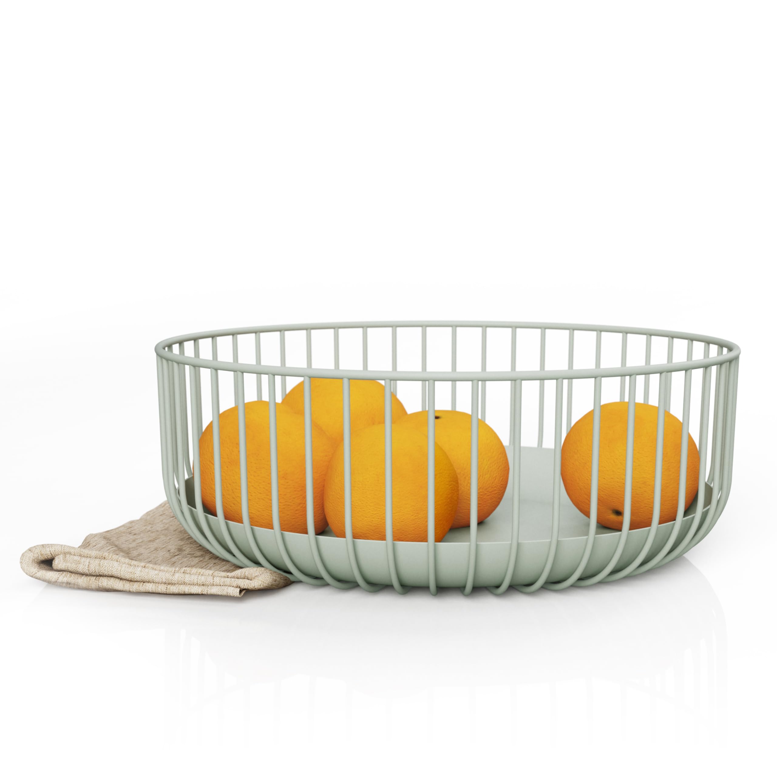 Stylish Metal Wire Fruit Basket for Kitchen - Decorative Fruit and Vegetable Storage Holder - Modern Kitchen Accessories - Light Green, 1 Unit, 4x11x11 Inches - Heavy Duty - Perfect for Countertop Display and Fresh Produce Organization