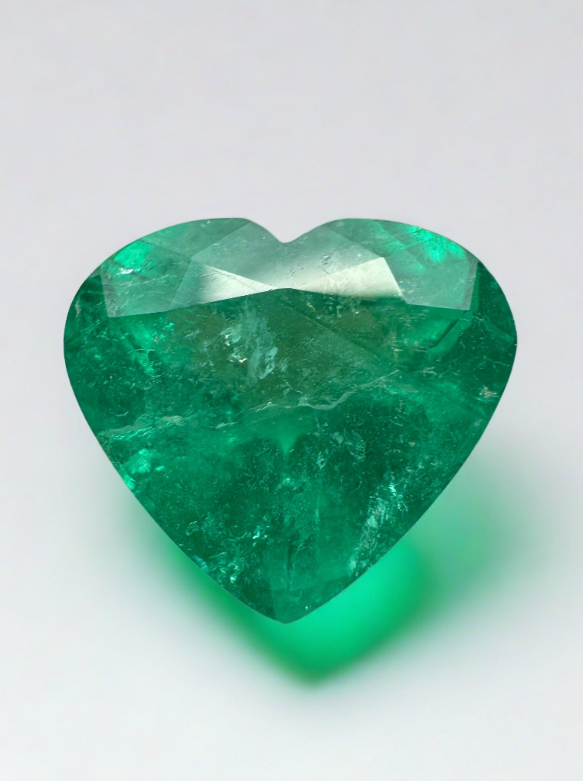 5.16 Carat 11x12mm Bright Green Natural Loose Colombian Emerald Heart Cut Gemstone for Jewelry Making, Engagement Rings & Luxury Gifts