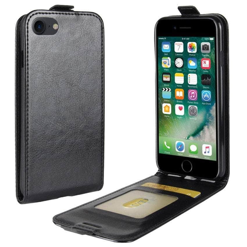 Premium iPhone SE 2022 Leather Flip Case - Vertical Stand Design for Hands-Free Viewing - Perfect for Video Calls, Movies & Reading
