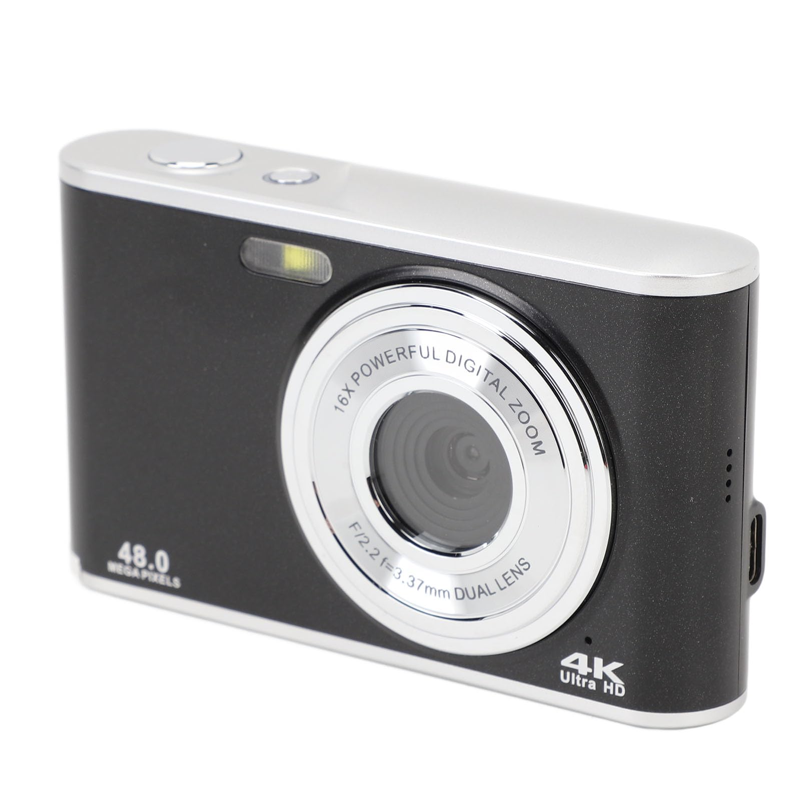 4K Digital Camera 48MP Autofocus Compact Camera for Kids & Adults - 16X Digital Zoom Point and Shoot Camera with Anti-Shake, Portable Vlogging Camera for Travel, YouTube, Birthday Gifts (Black)