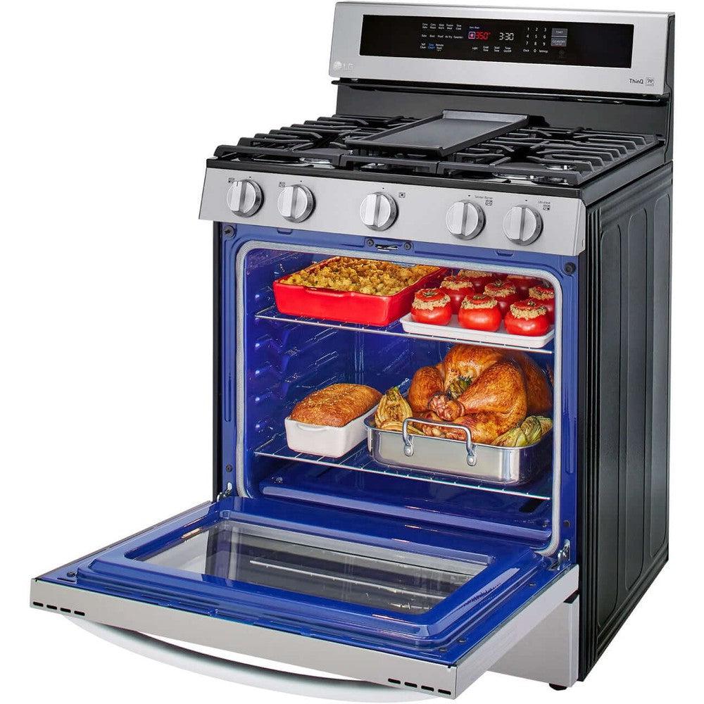 LG LRGL5825F 30-inch 5.8 Cu. Ft. Smart Gas Convection Range with AirFry & InstaView - Stainless Steel | Professional Kitchen Appliance for Baking, Roasting & Air Frying | Perfect for Home Chefs & Modern Kitchens