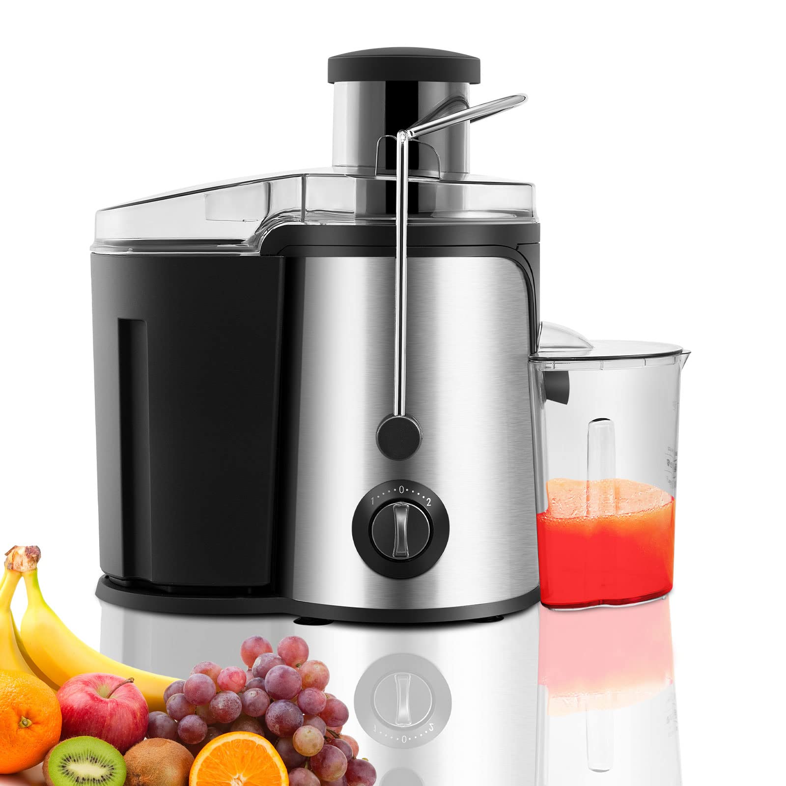 CLIPOP 600W Electric Juicer Machine - Wide Mouth Centrifugal Juicer for Whole Fruits & Vegetables, Stainless Steel Juice Extractor with Dual Speed & Overload Protection, Easy to Clean - Perfect for Healthy Juicing at Home, Gym or Office