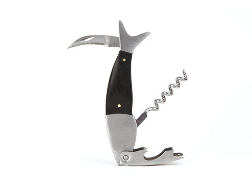 Premium Dark Wood Fish Corkscrew - Elegant Wine Bottle Opener for Home, Restaurant & Gifts | Perfect for Wine Lovers, Dinner Parties & Hosting