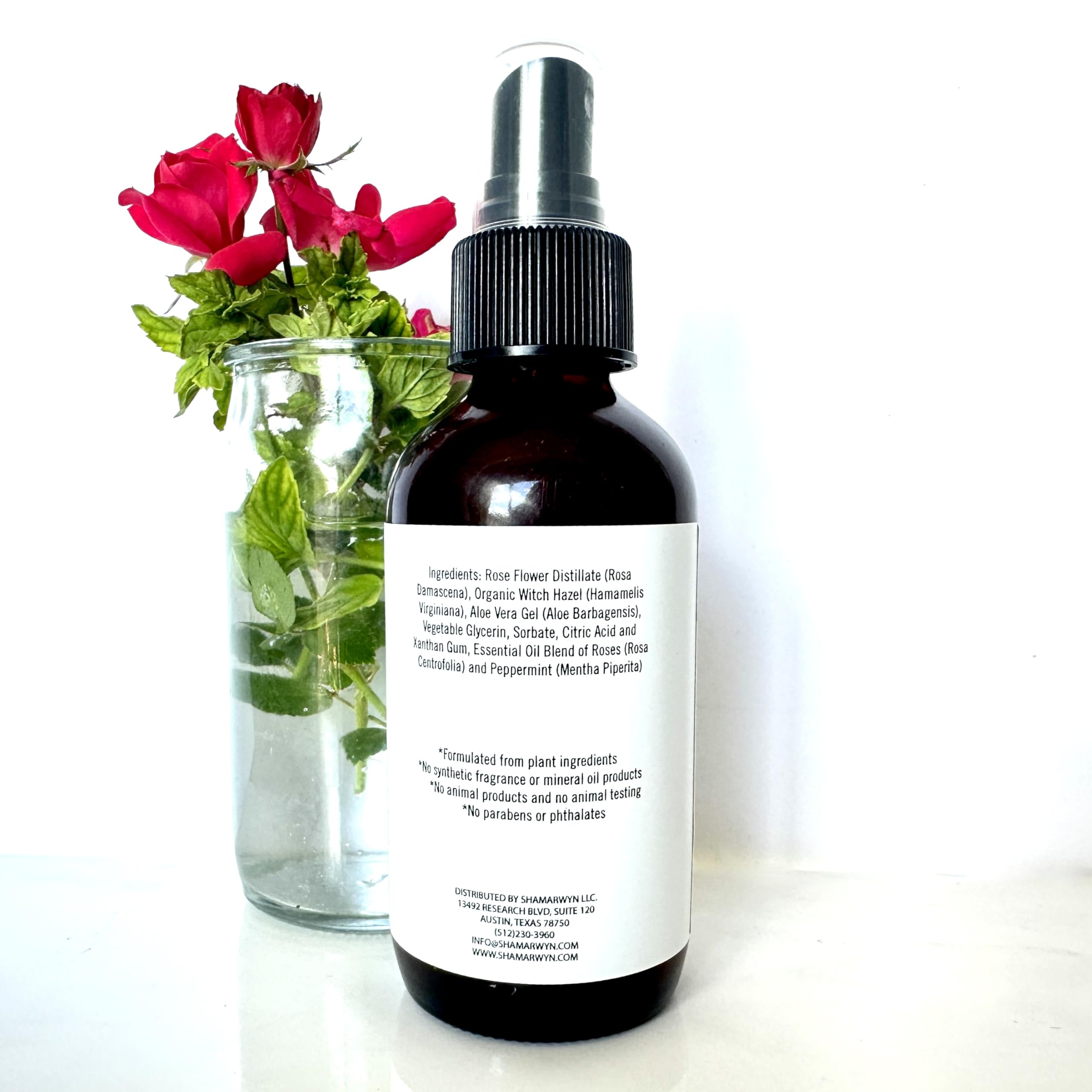 Organic Rose & Peppermint Facial Toner with Aloe Vera - Natural Brightening & Hydrating Skin Care for Glowing Complexion - Perfect for Daily Use & Sensitive Skin - 4oz