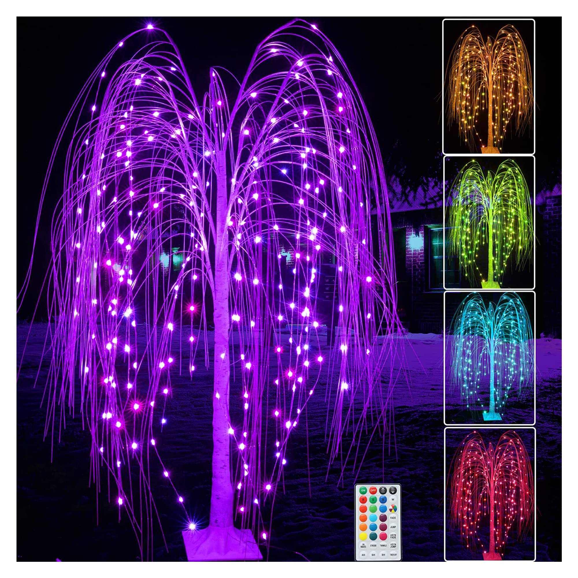 240 LED 6FT RGB Christmas Lighted Willow Tree with Remote Control - Outdoor Indoor Holiday Decor for Garden, Wedding, Party & Home Decoration