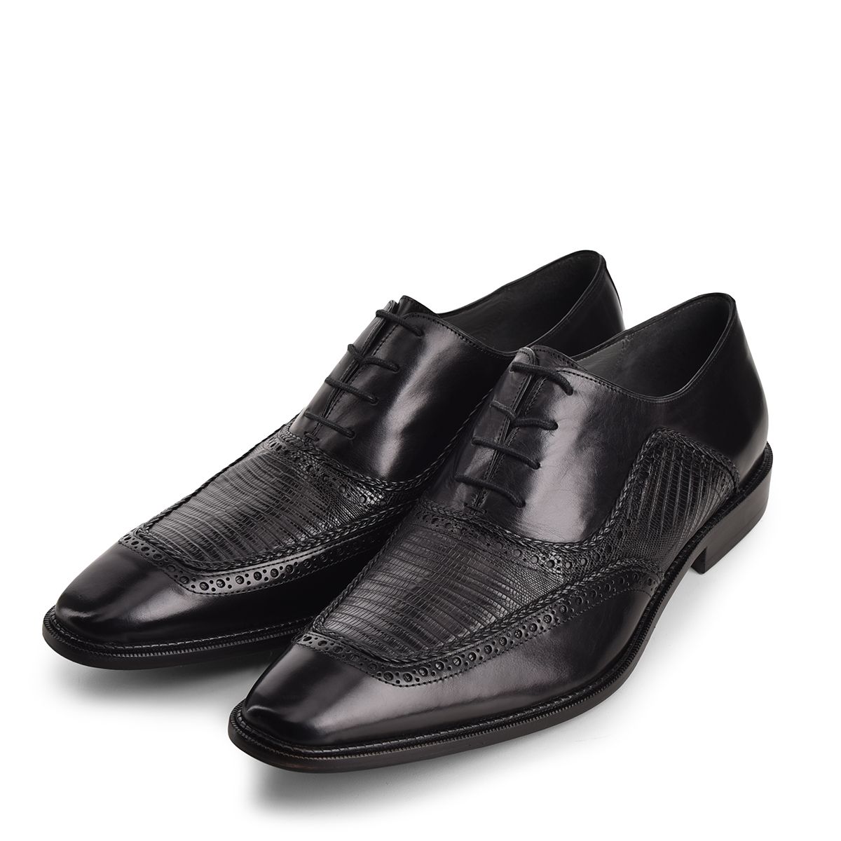 Cuadra Black Dress Fashion Lizard Oxford Shoes for Men - Premium Leather Formal Dress Shoes for Business & Weddings