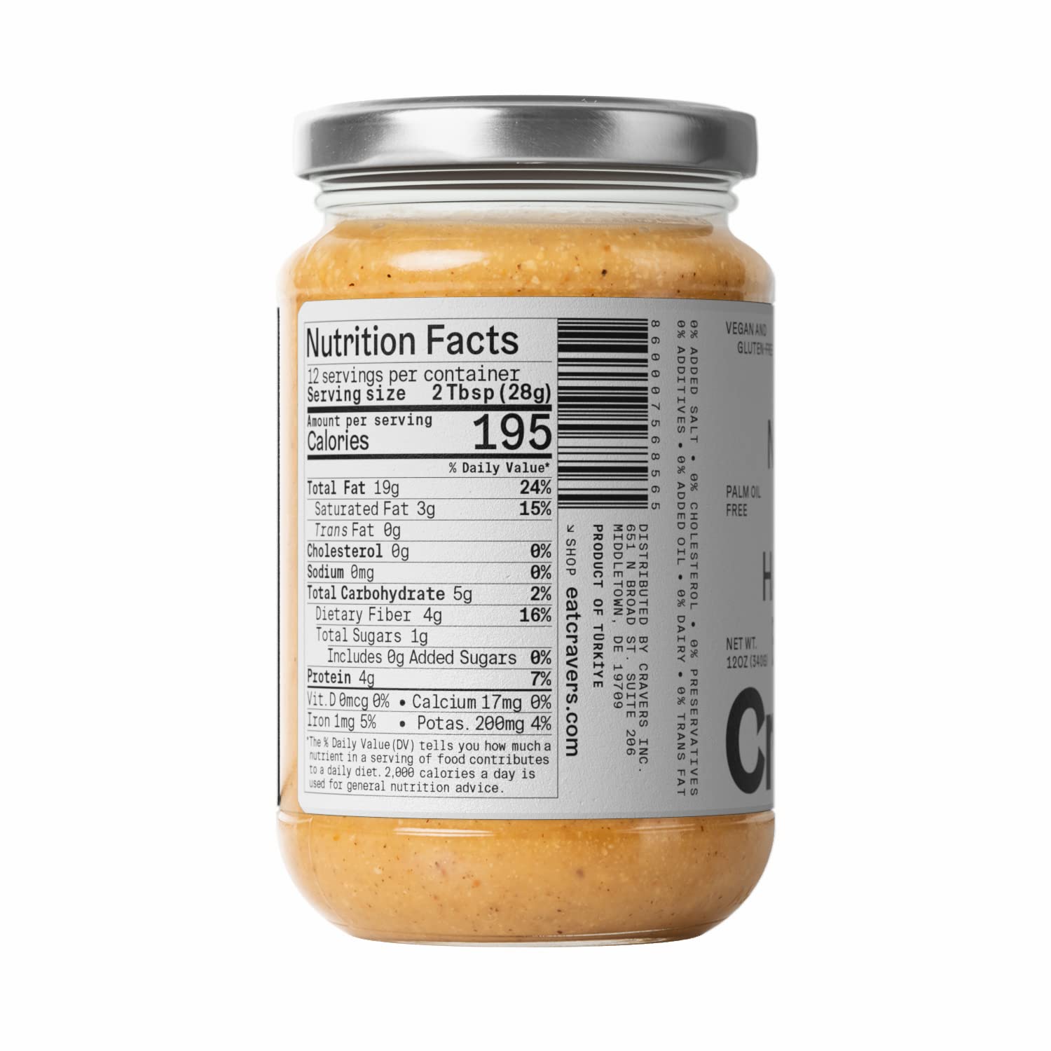 Cravers 100% Pure Hazelnut Butter Spread - All Natural, Keto, Low Carb, Sugar Free, Gluten Free, Paleo, Vegan, Kosher, Non-GMO, High Protein Nut Butter - No Palm Oil - 12oz (6 Jars) - Perfect for Smoothies, Baking & Healthy Snacking