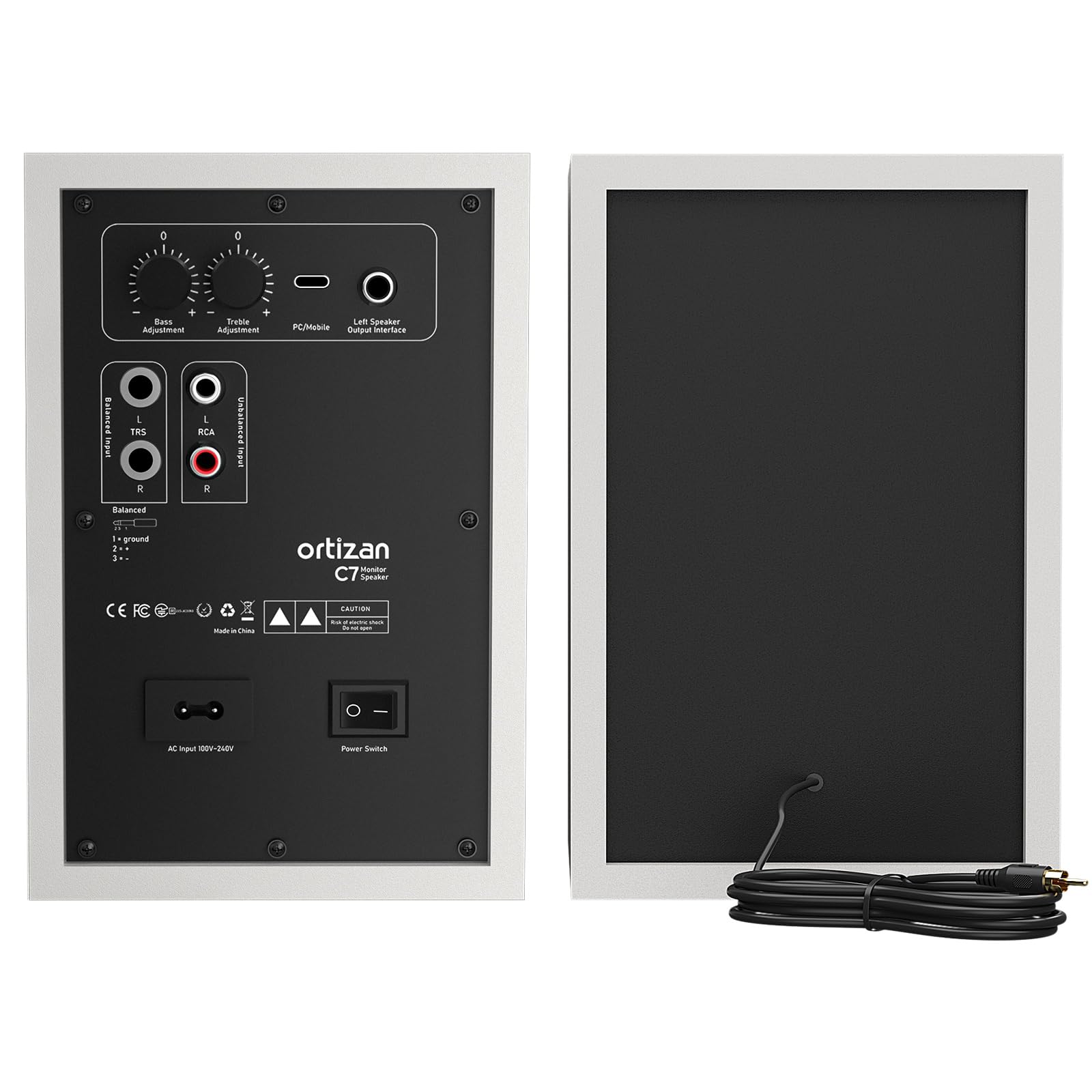 Ortizan C7 Studio Monitors - Bluetooth 5.3 Wireless Speakers for Music Production & Gaming (White Pair) - Perfect for Home Studios & PC Setups