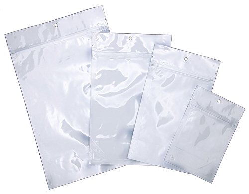 Premium White Foil Stand Up Pouch Bags - 6x9.5x3.5 Inch Resealable Food Packaging with Hang Hole & Tear Notch - Heat Sealable for Coffee, Snacks, Pet Food & Bulk Storage - 500 Pack Commercial Grade Flexible Bags