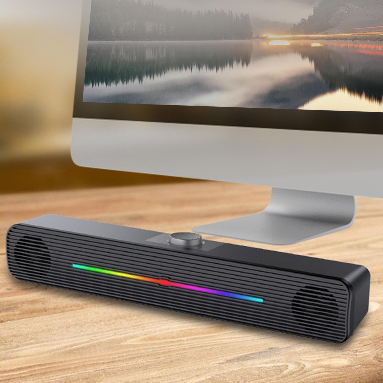 Premium USB-Powered Computer Soundbar with RGB Lighting - High-Quality Desktop Speakers for Laptops, PCs, Gaming & Home Office | Perfect for Music, Movies, Video Calls & Gaming Setup Accessories