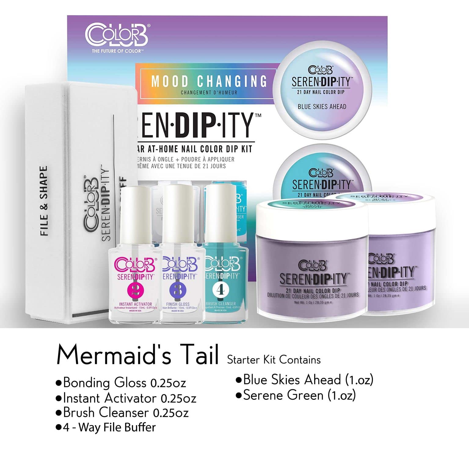 Color Club Dip Powder Nail Kit - Serendipity Manicure Mermaid's Tail Blue | DIY Gel Nail Polish for Salon-Quality Manicures at Home | Perfect for Parties, Weddings & Special Occasions