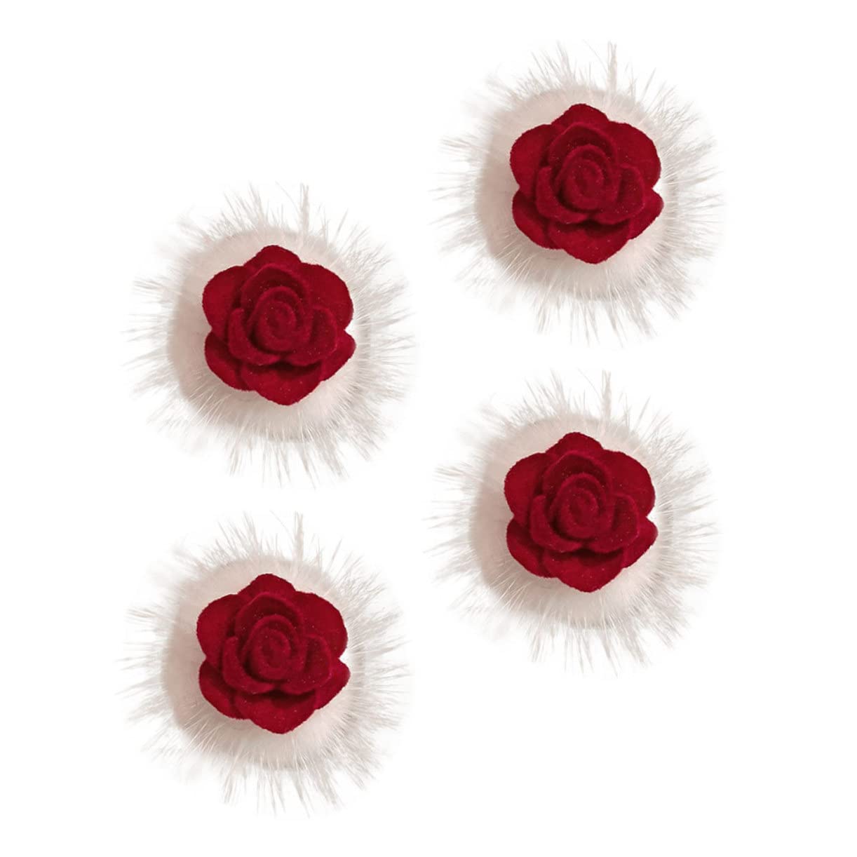 Minkissy 4pcs Rose Flower Hair Clips for Women & Girls - Wedding Bridal Hair Accessories, Kids Hair Bows, Alligator Hairpins - Perfect for Bridal Parties, Prom, Pageants, and Everyday Wear