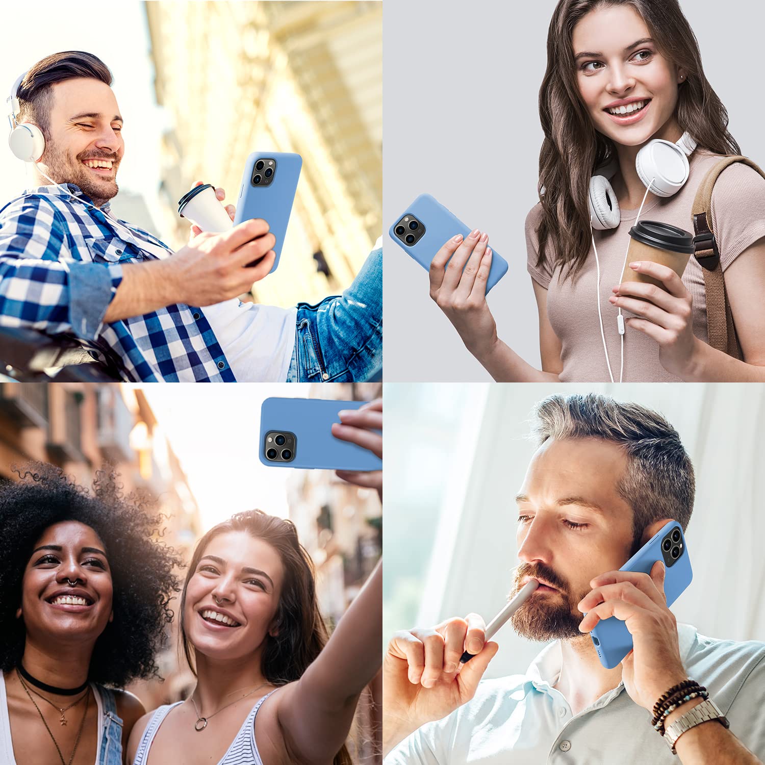 OuXul Slim Liquid Silicone Case for iPhone 11 Pro Max (6.5 Inch) - Cornflower Blue Protective Phone Cover with Full Body Microfiber Lining | Perfect for Everyday Use, Work & Travel Protection