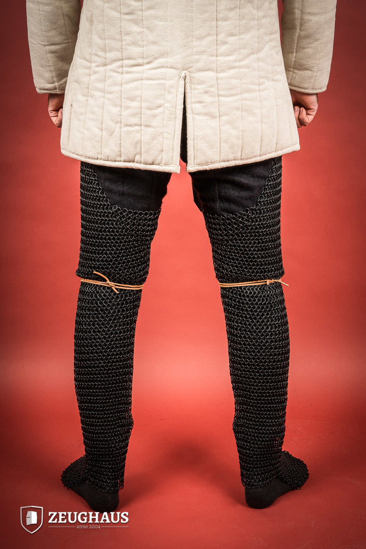 Chainmail Chausses with 10mm Round Rings - Burnished Steel Leg Armor for Medieval Reenactment & LARP Costumes
