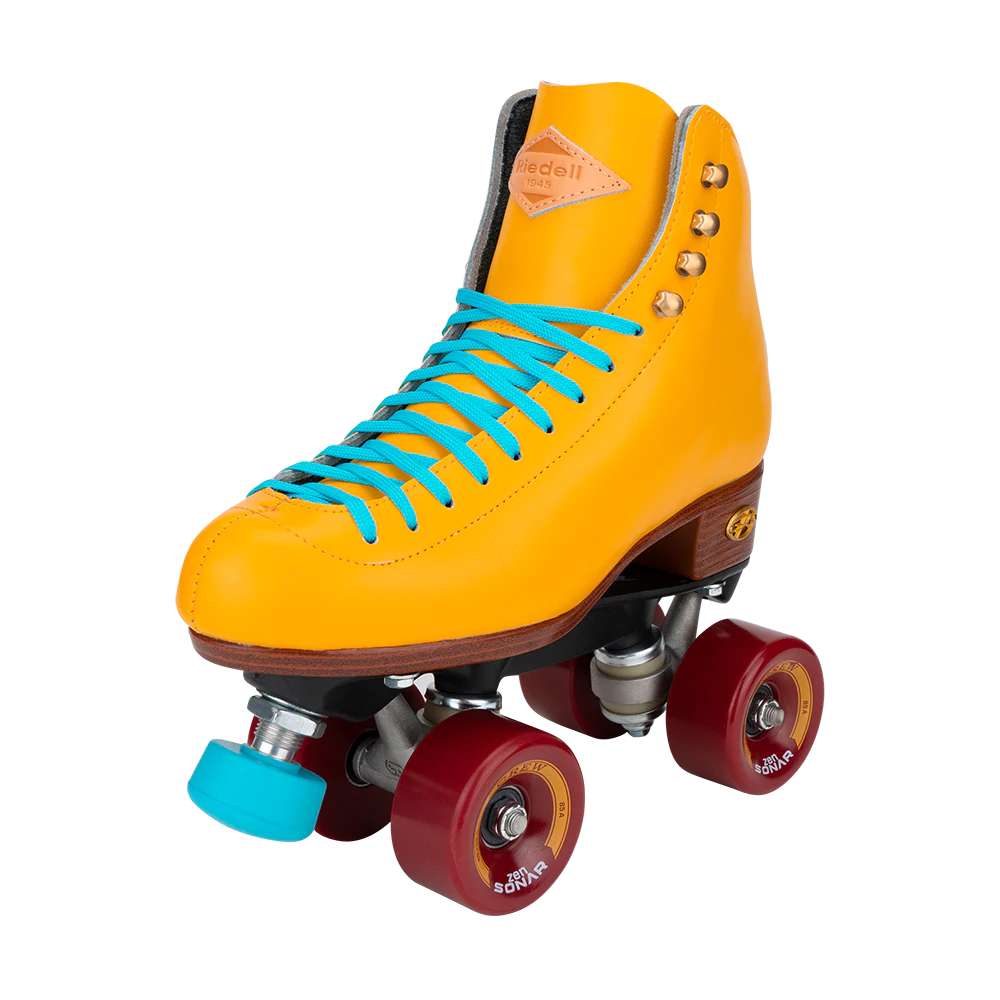 Riedell Crew Roller Skates - Turmeric Color - Women's & Men's Quad Roller Skates for Indoor & Outdoor Skating, Rink, Fitness & Retro Style