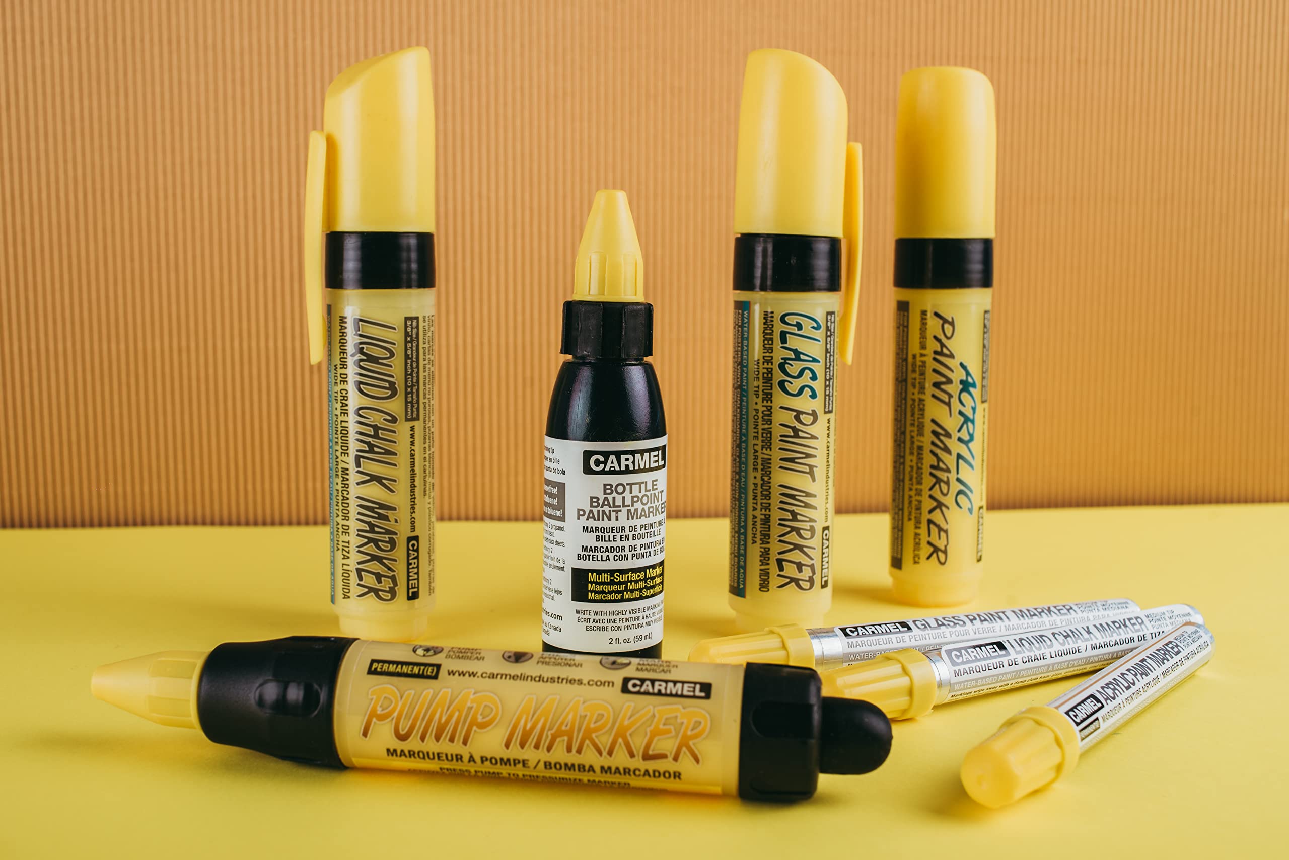 Carmel Liquid Chalk Marker - Bright Yellow Wide Tip Chalk Pen for Non-Porous Surfaces - Perfect for Restaurants, Cafes, Blackboards, Windows, and Signage