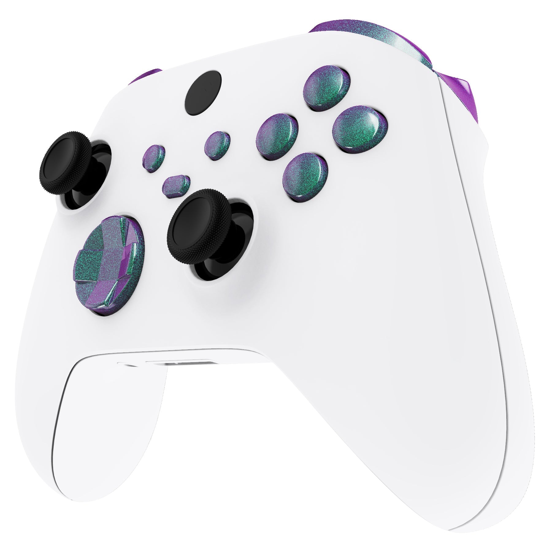 eXtremeRate Replacement Buttons for Xbox Series X & S Controller - Full Set, No Letter Imprint, Chameleon Green & Purple | Customize Your Gaming Experience for Enhanced Play