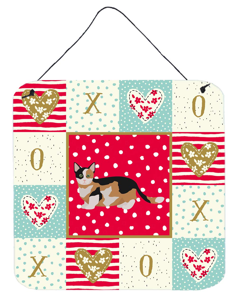 Caroline's Treasures CK5650DS66 Munchkin Cat Love Wall Decor - Red Aluminum Metal Sign for Kitchen, Bar, Bathroom & Home - 6x6 Inch Multicolor Hanging Print - Perfect for Pet Lovers & Cozy Home Decor