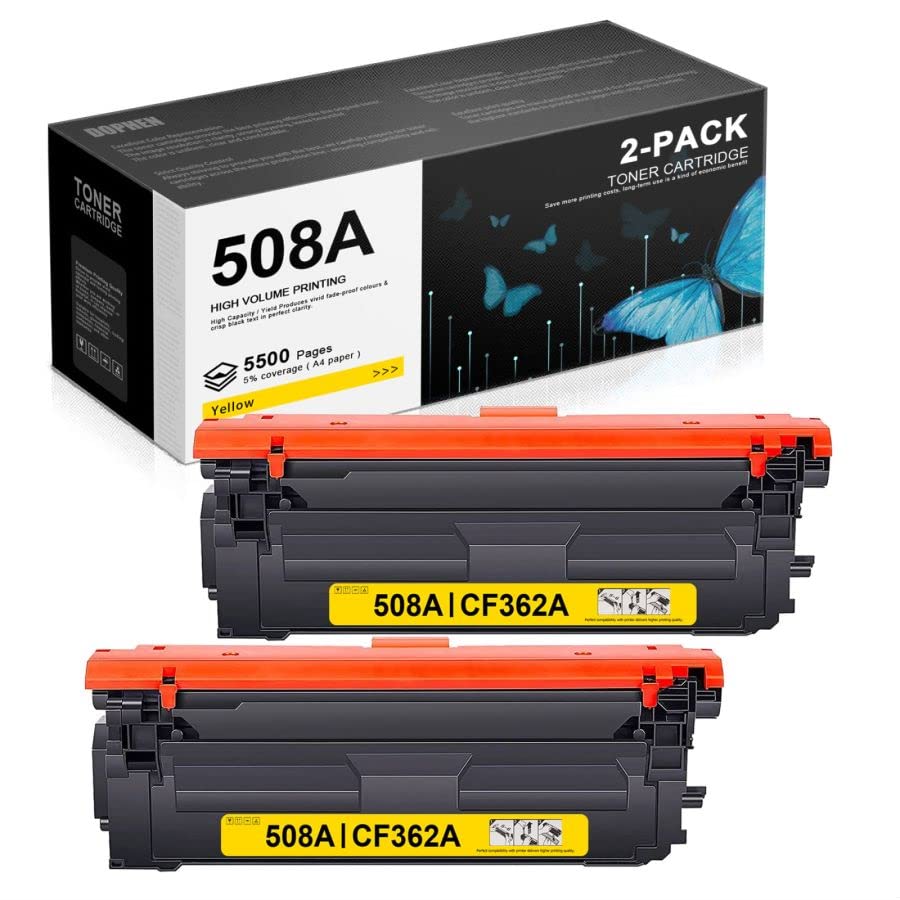 DOPHEN 508A Yellow Toner Cartridge Replacement (2-Pack) - Compatible with HP CF362A for M552, M553, MFP M577 Series Printers | High-Yield Printing for Office & Home Use