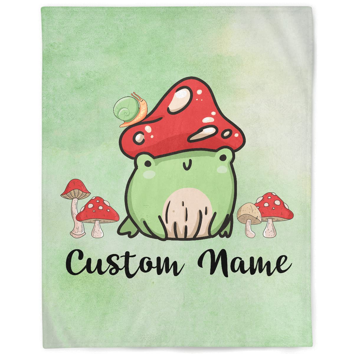 Custom Name Frog & Mushroom Plush Soft Cozy Throw Blanket - Personalized Fleece Blankets for Women, Men, Kids & Adults - Perfect for Birthday Gifts, Sofa Cover, Bedroom Decor & Home Accessories | Great for Cuddling, Netflix Nights & Nursery Room Essentials