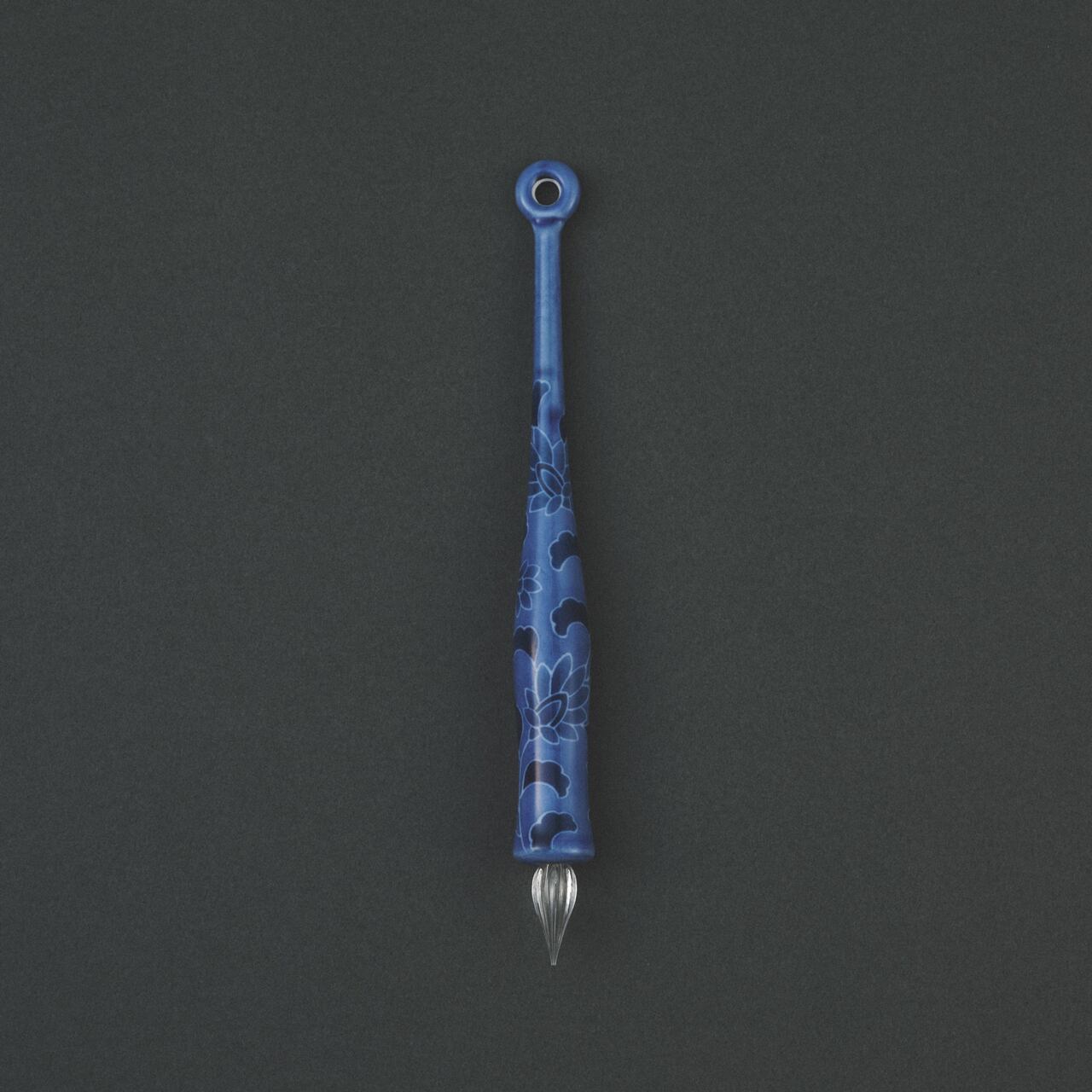 Imari Yaki Japanese Glass Dip Pen - Blue Flower Pattern Handmade Calligraphy Pen for Ink Writing & Art | Perfect for Lettering, Sketching, and Gift Giving