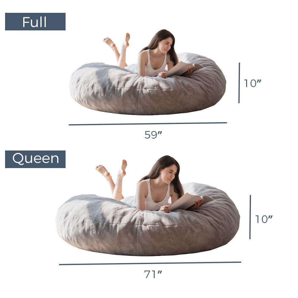 MAXYOYO Giant Fur Bean Bag Chair - Extra Large Round Soft Fluffy Bean Bag for Adults & Teens, Grey - Perfect for Living Room, Bedroom, Game Room & Dorm Decor