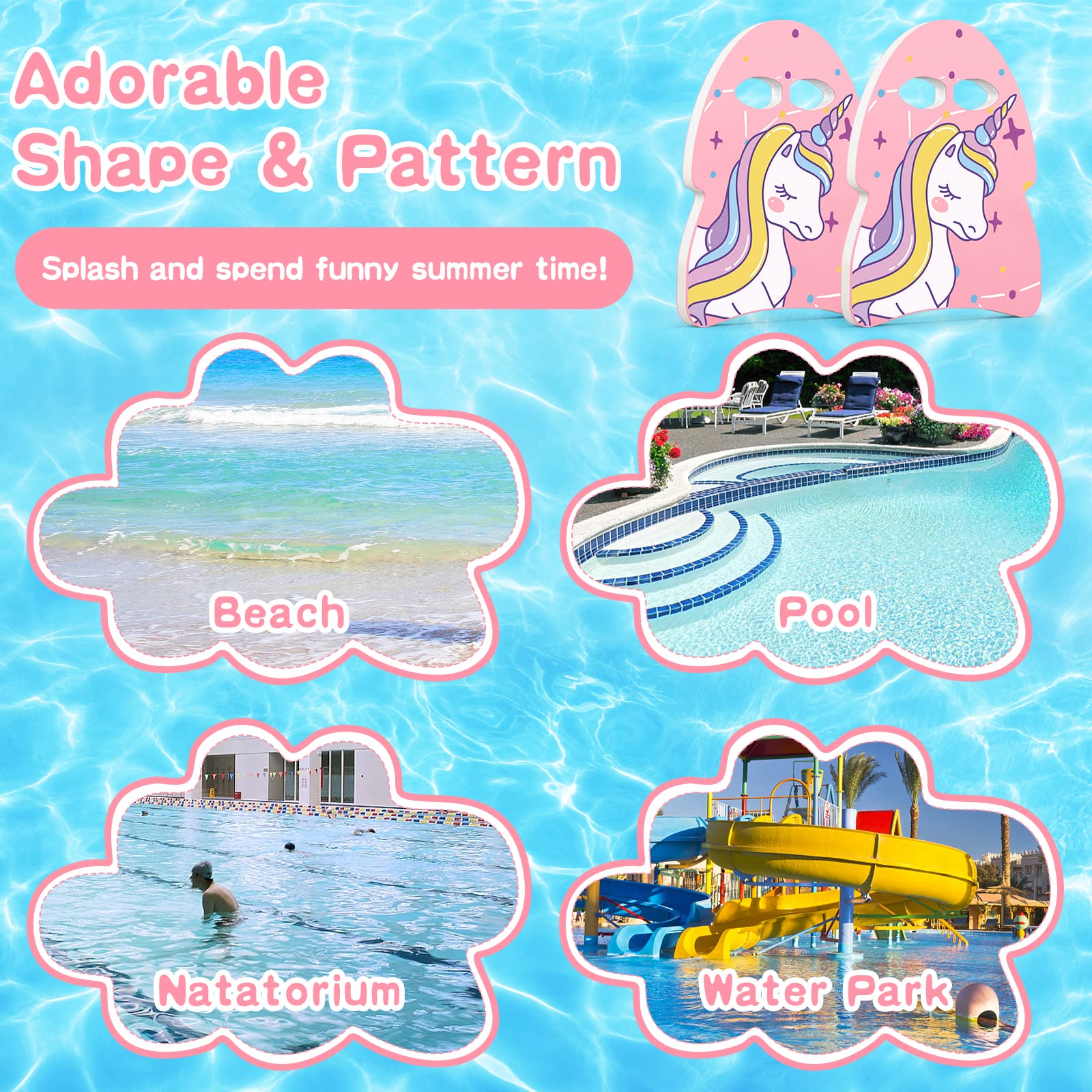 MoKo Swim Kickboard for Kids - Cartoon Swimming Training Kick Board, Pool Exercise Equipment to Improve Natural Swimming Position - Perfect for Swim Lessons, Water Fun & Pool Training