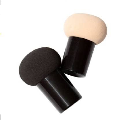 TYAGIRL Foundation Powder Puff - Premium Mushroom Makeup Sponge & Blender Brush with Handle Case for Liquid, Cream & Powder Cosmetics - Perfect for Flawless Makeup Application (Pack of 2)