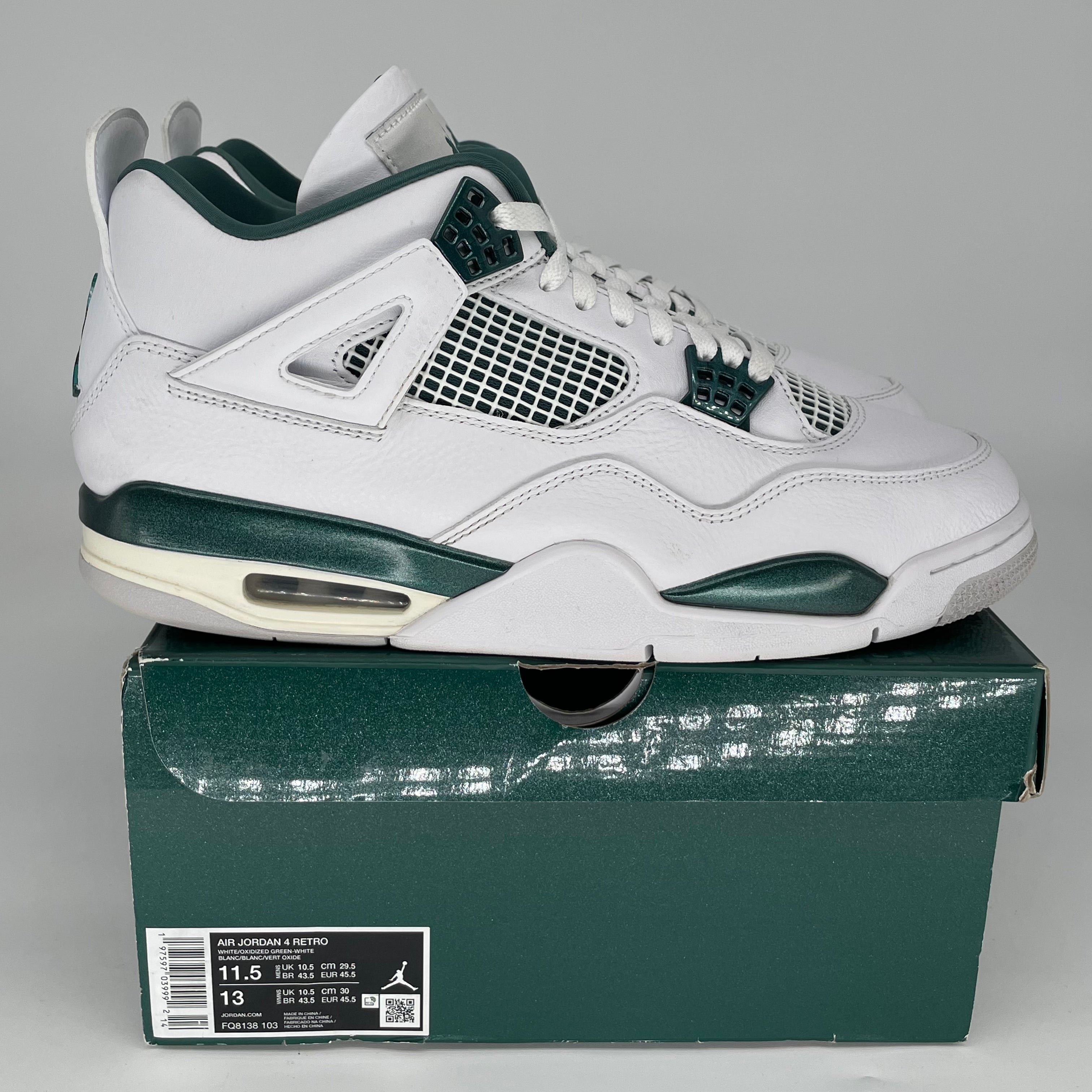 AIR JORDAN 4 OXIDIZED GREEN Men's Basketball Shoes - Size 11.5 (FQ8138-103) | Retro Sneakers for Streetwear & Casual Outfits
