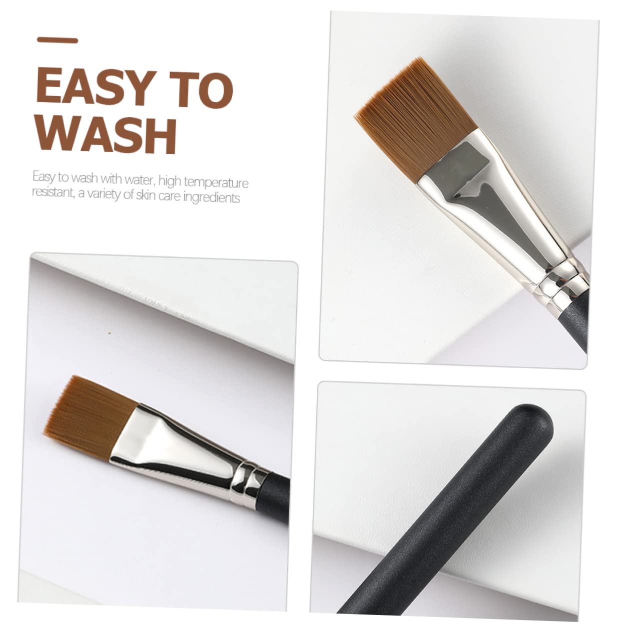 Beatifufu 2 Pack Ergonomic Face Mask Brush - Soft Flat Head Makeup Brush for Foundation & Liquid Cosmetics | Travel Size, Hypoallergenic for Sensitive Skin | Perfect for Daily Makeup & On-the-Go Touch Ups