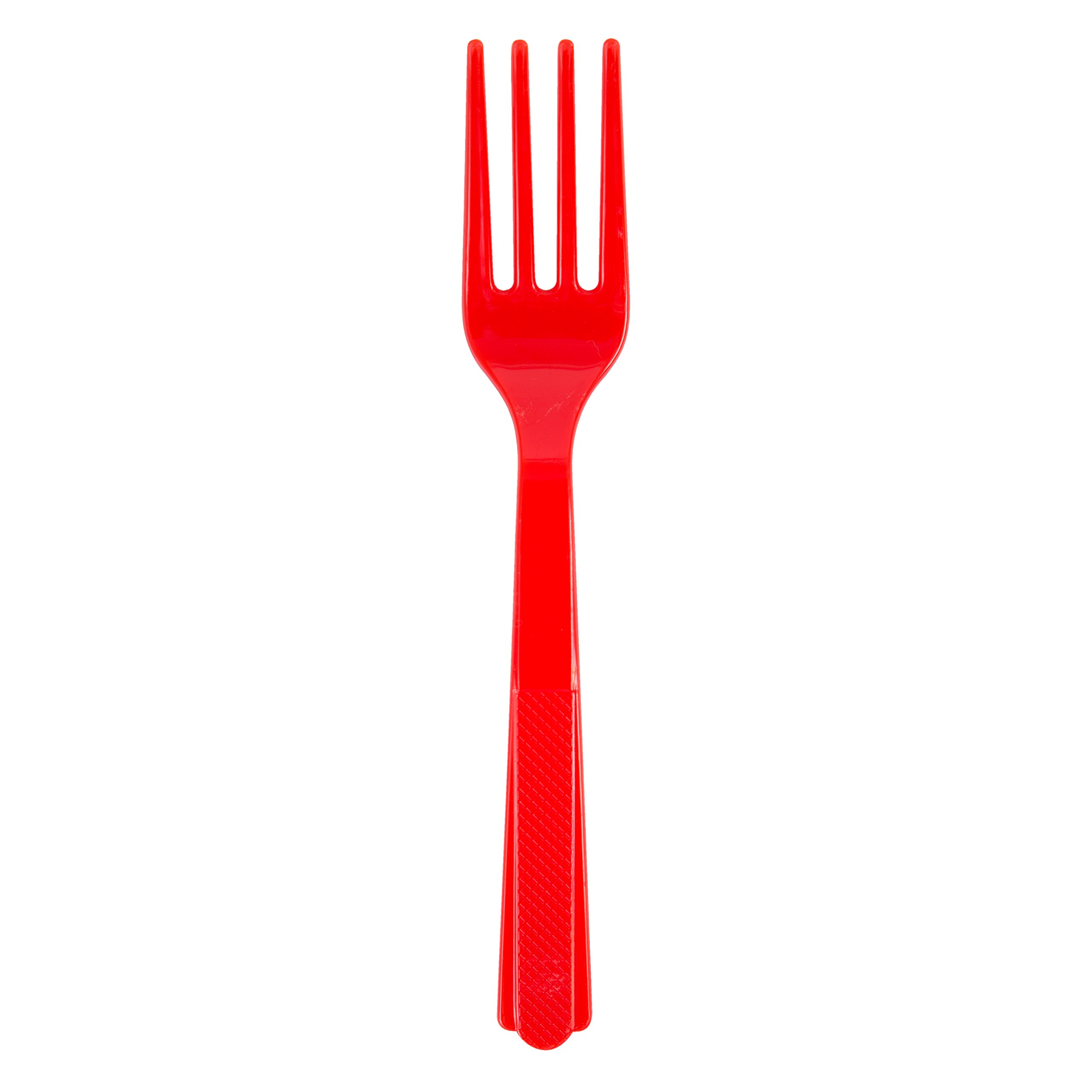 Eco-Friendly Red Plastic Forks - 18 Count Bulk Pack | Disposable Cutlery for Parties, Picnics & Outdoor Events